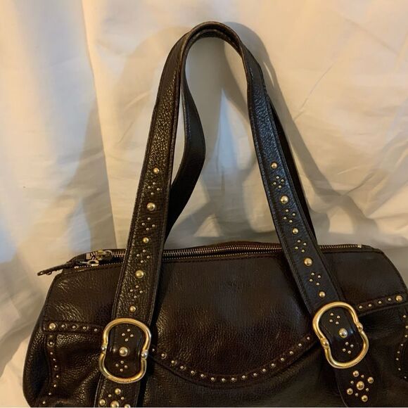 MICHAEL KORS Brown Leather Studded LARGE Shoulder Bag Purse Vintage - Picture 5 of 16